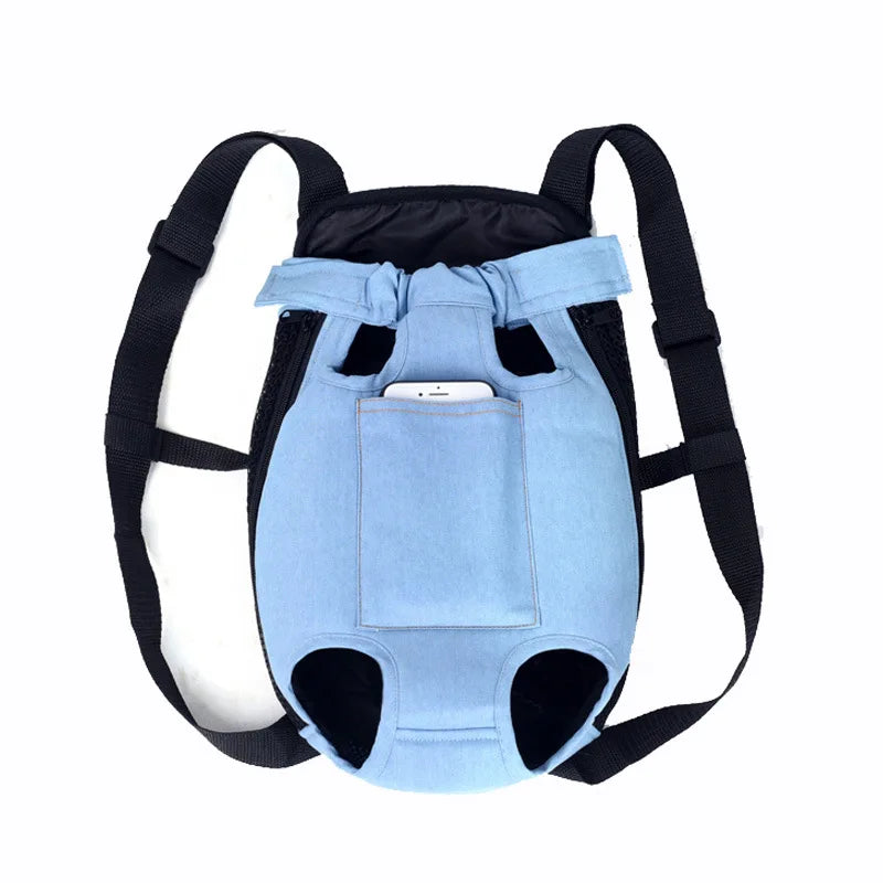 Denim Dog Carrier Backpack for Travel