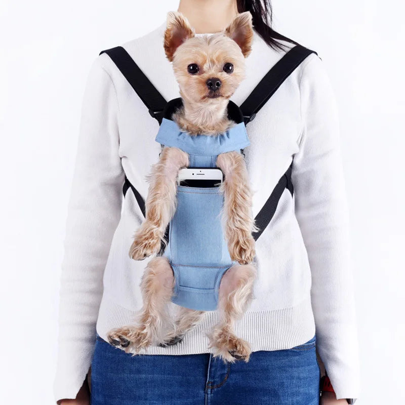 Denim Dog Carrier Backpack for Travel