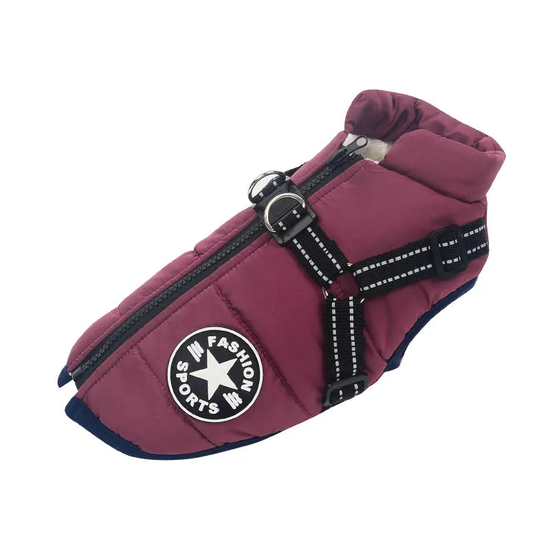 Winter Fleece Dog Coat with Harness