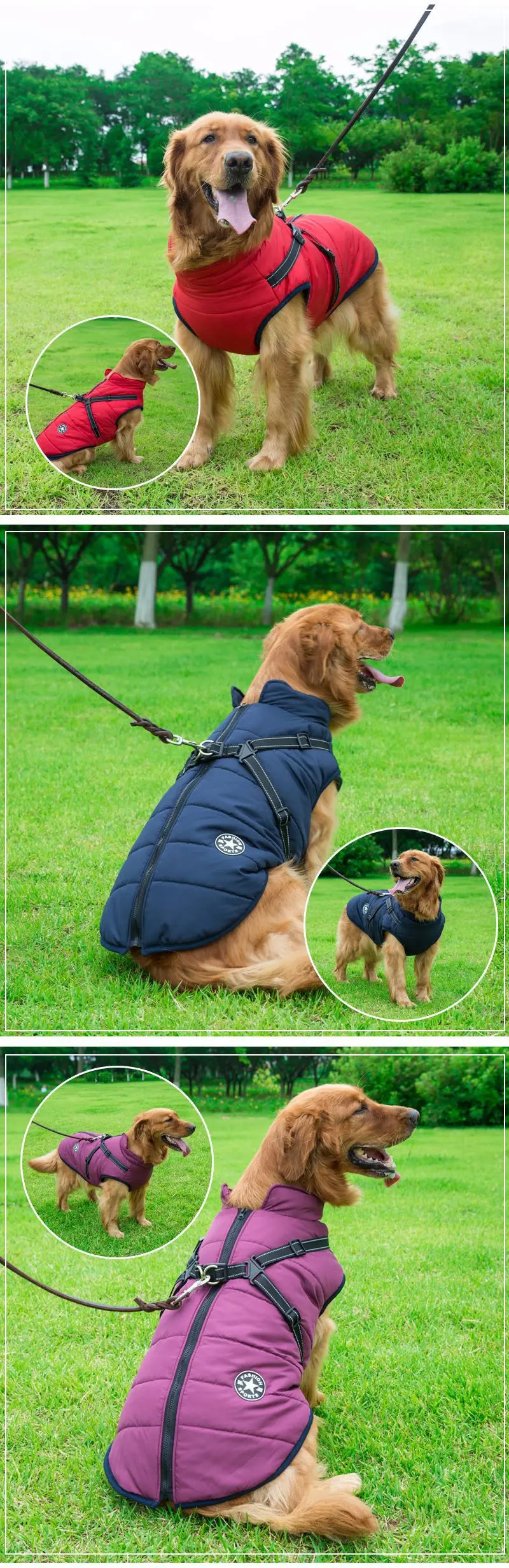 Winter Fleece Dog Coat with Harness