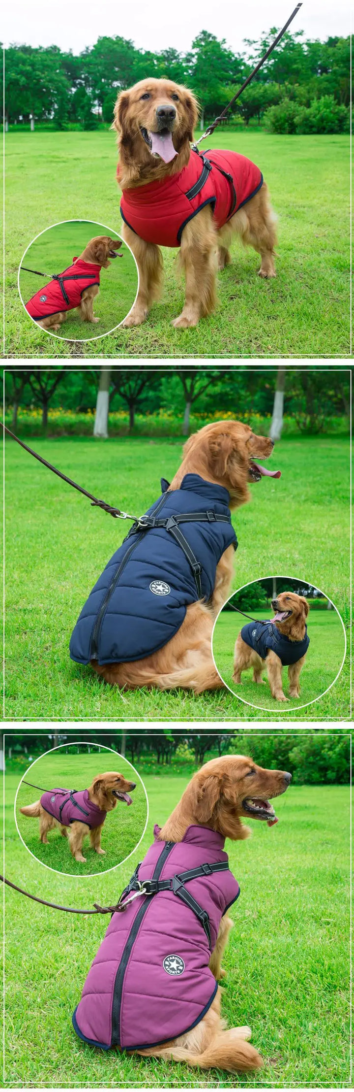 Winter Fleece Dog Coat with Harness