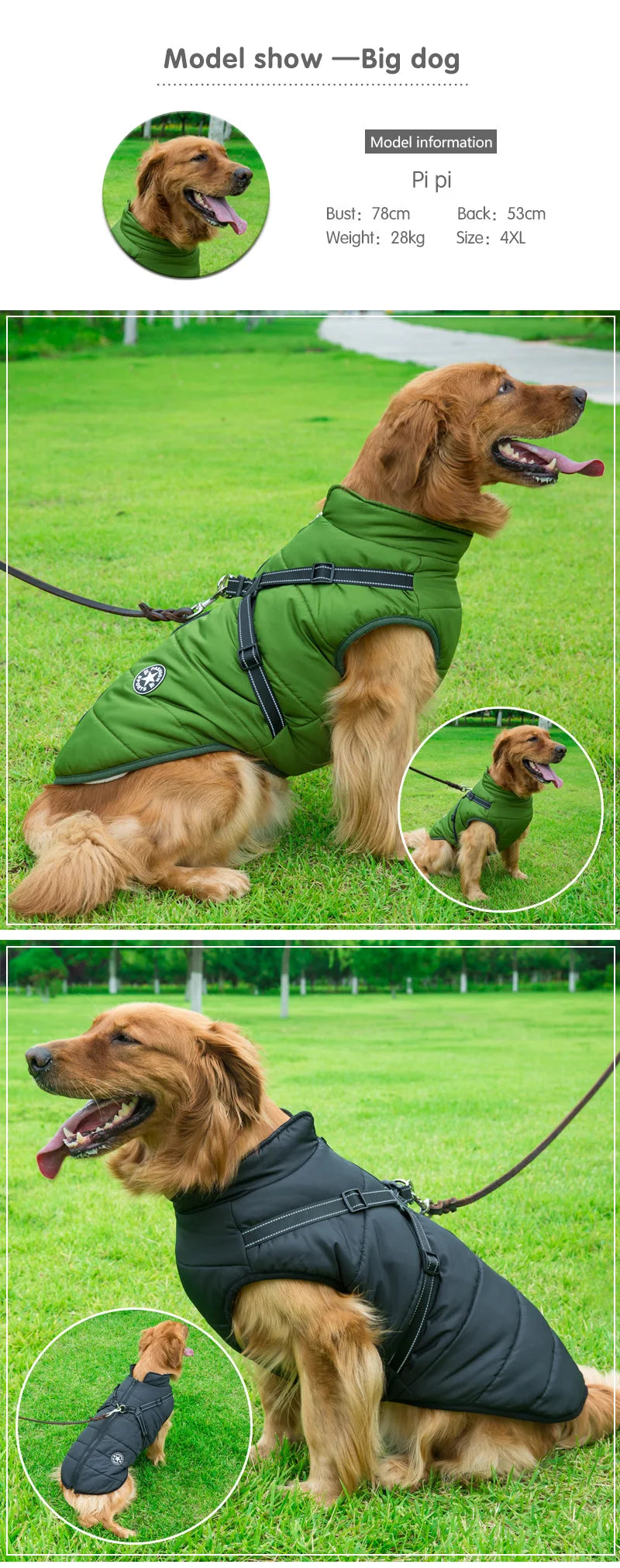 Winter Fleece Dog Coat with Harness