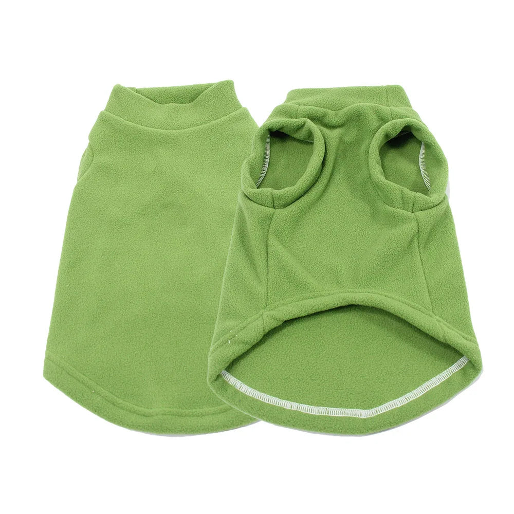 Soft fleece dog jacket for winter – warm and cozy coat for small to large dogs.