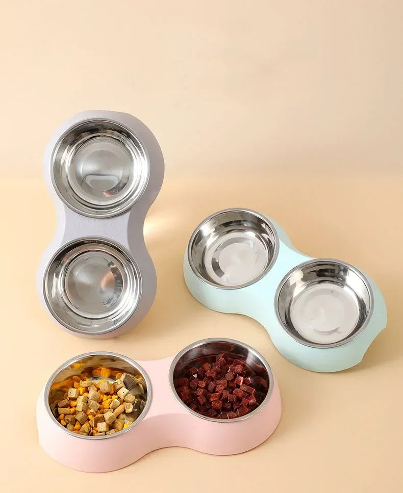 Double Stainless Steel Pet Food Bowl