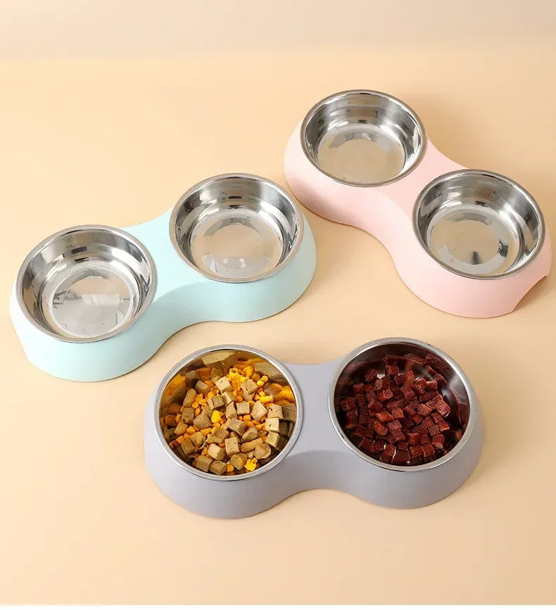 Double Stainless Steel Pet Food Bowl