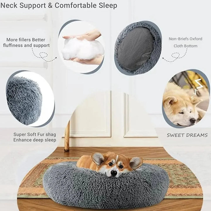 Soft Plush Round Pet Bed for Dogs