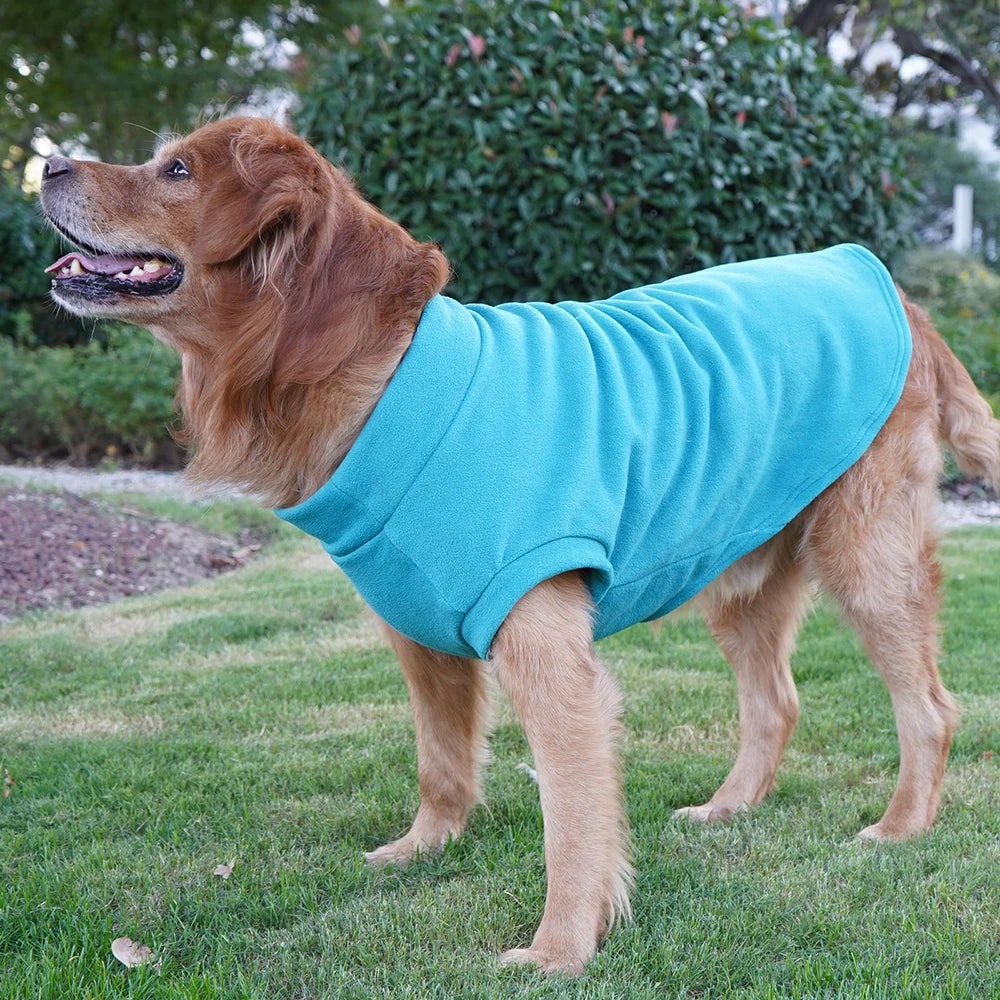 Soft fleece dog jacket for winter – warm and cozy coat for small to large dogs.
