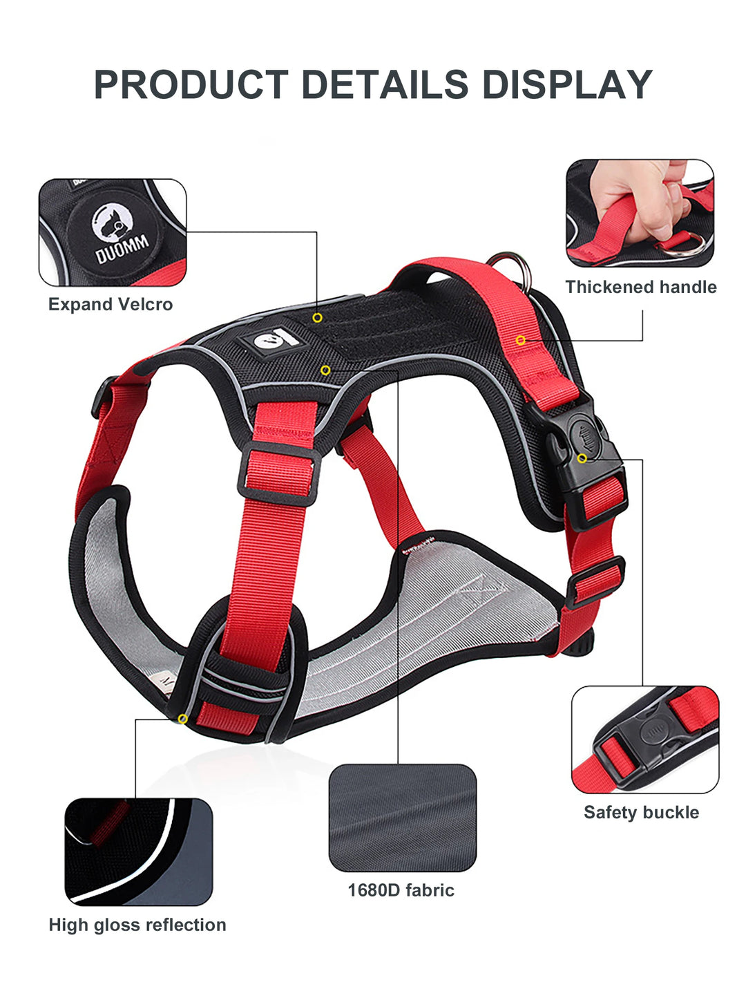 Reflective Tactical Dog Harness for Large Dogs