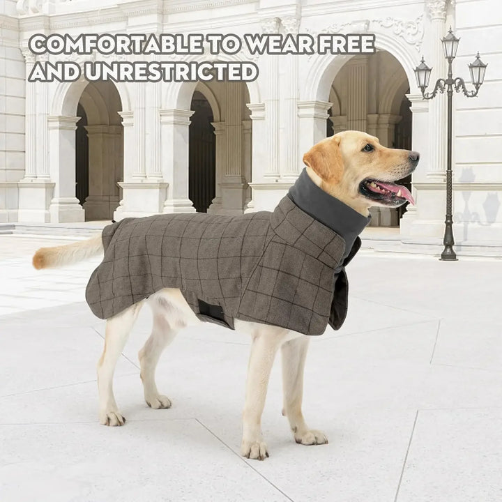 Warm Plaid Dog Coat with Traction Eyelets