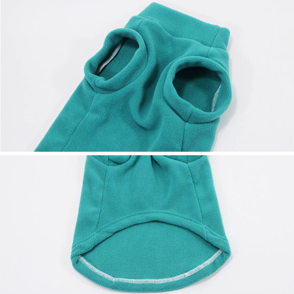 Soft fleece dog jacket for winter – warm and cozy coat for small to large dogs.