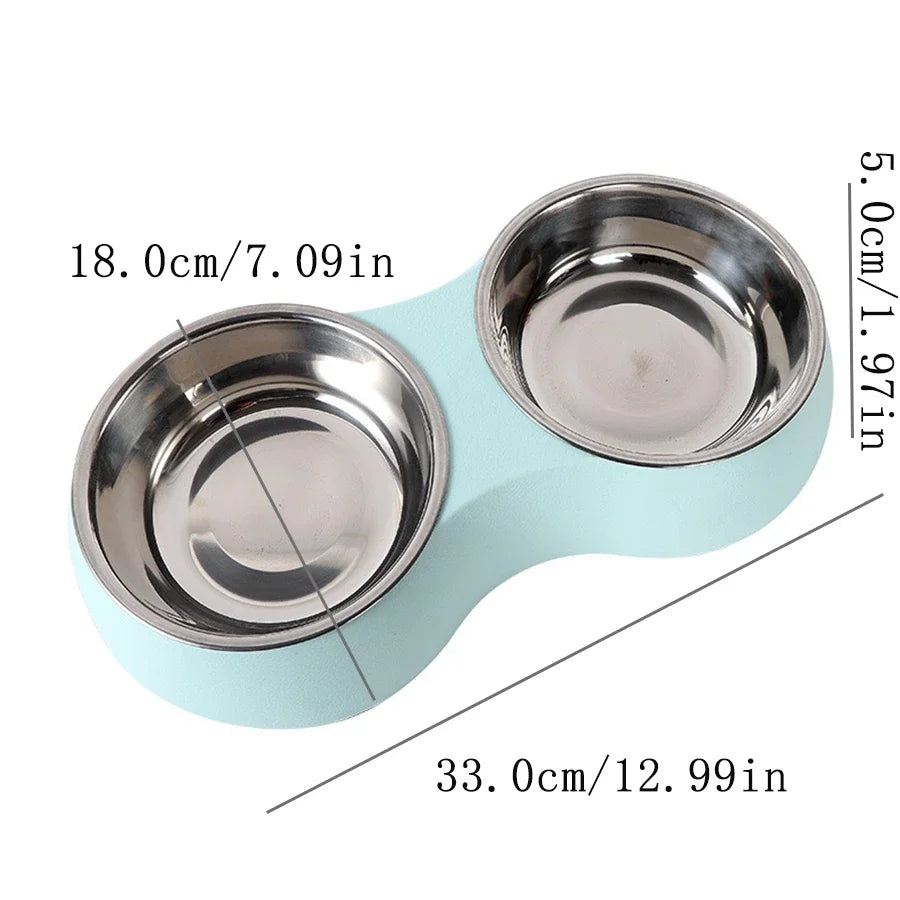 Double Stainless Steel Pet Food Bowl