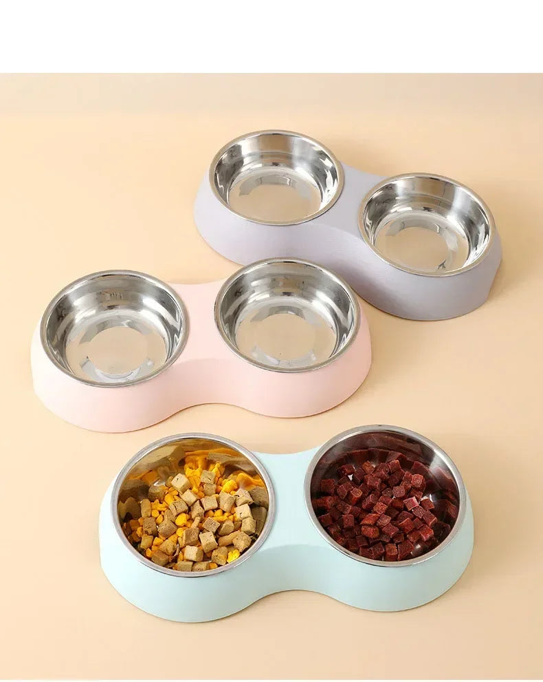 Double Stainless Steel Pet Food Bowl