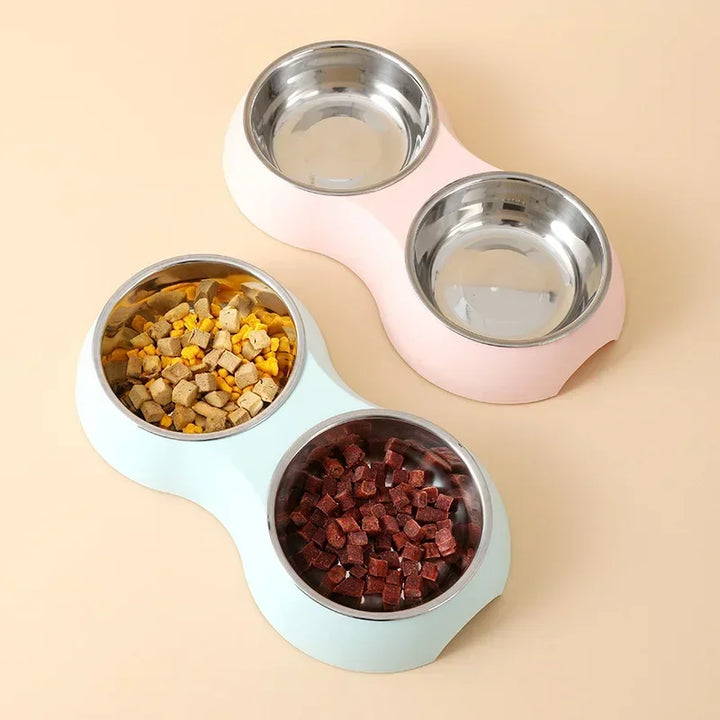 Double Stainless Steel Pet Food Bowl