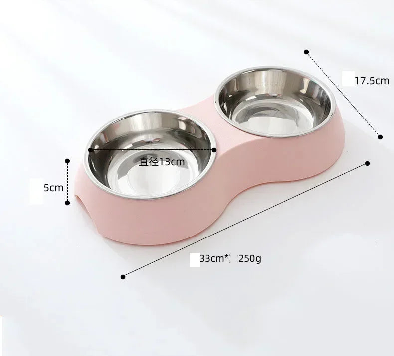 Double Stainless Steel Pet Food Bowl