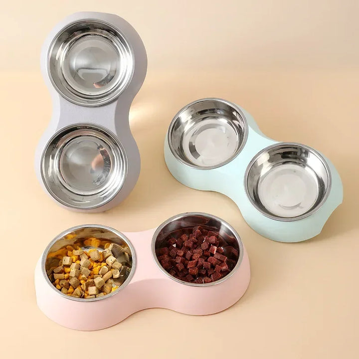 Double Stainless Steel Pet Food Bowl